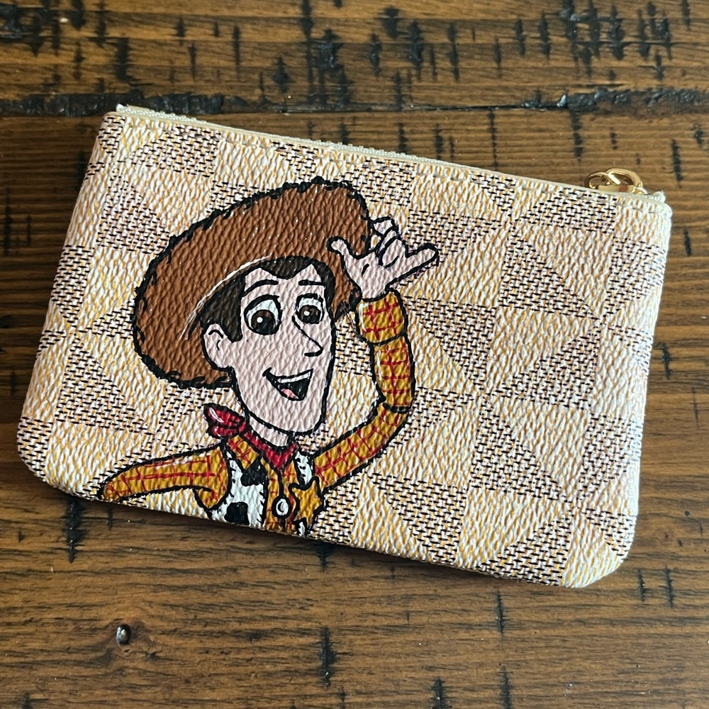 HAND PAINTED Cartoon Cowboy coin purse!!